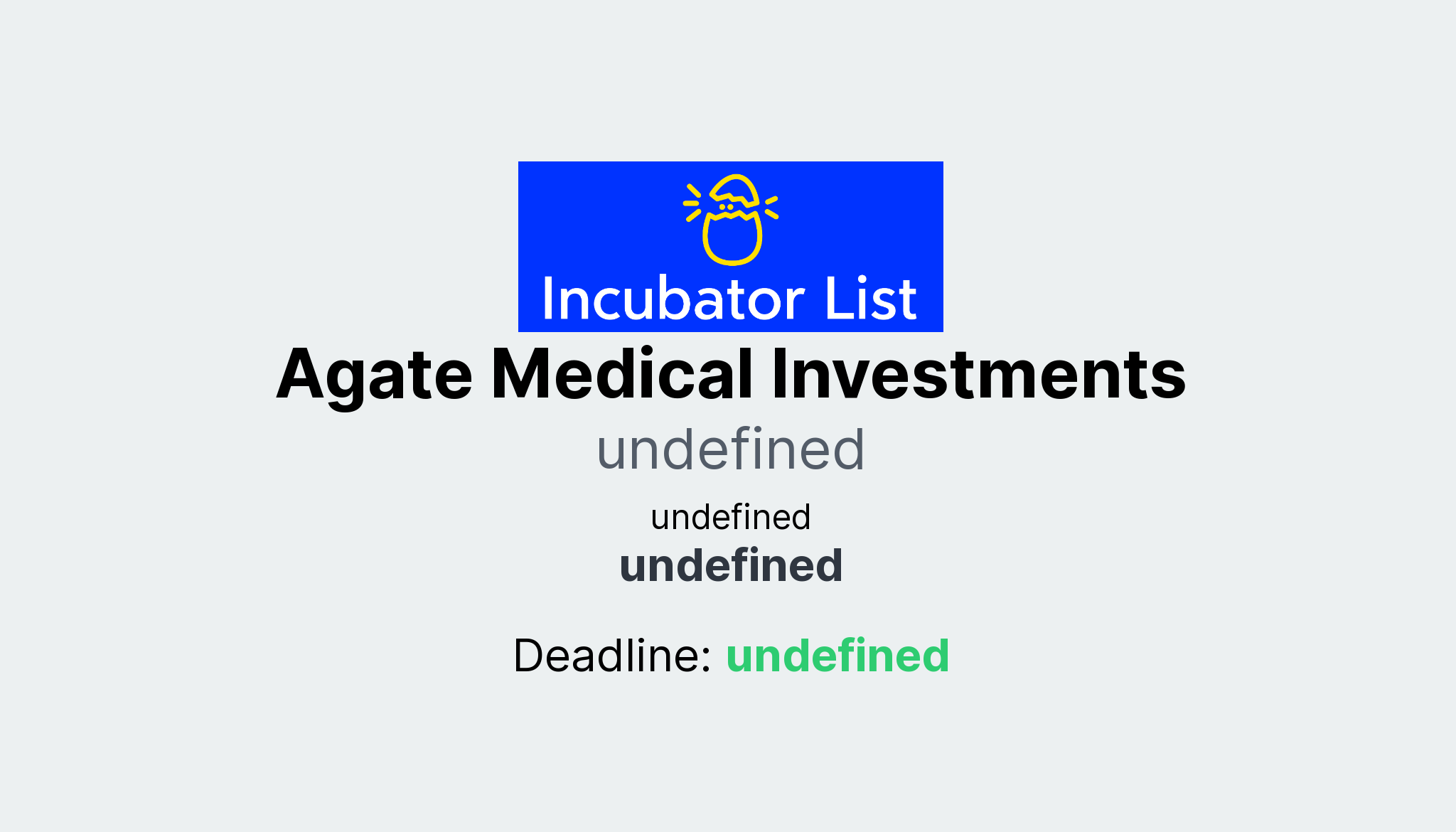 Agate Medical Investments Key Information
